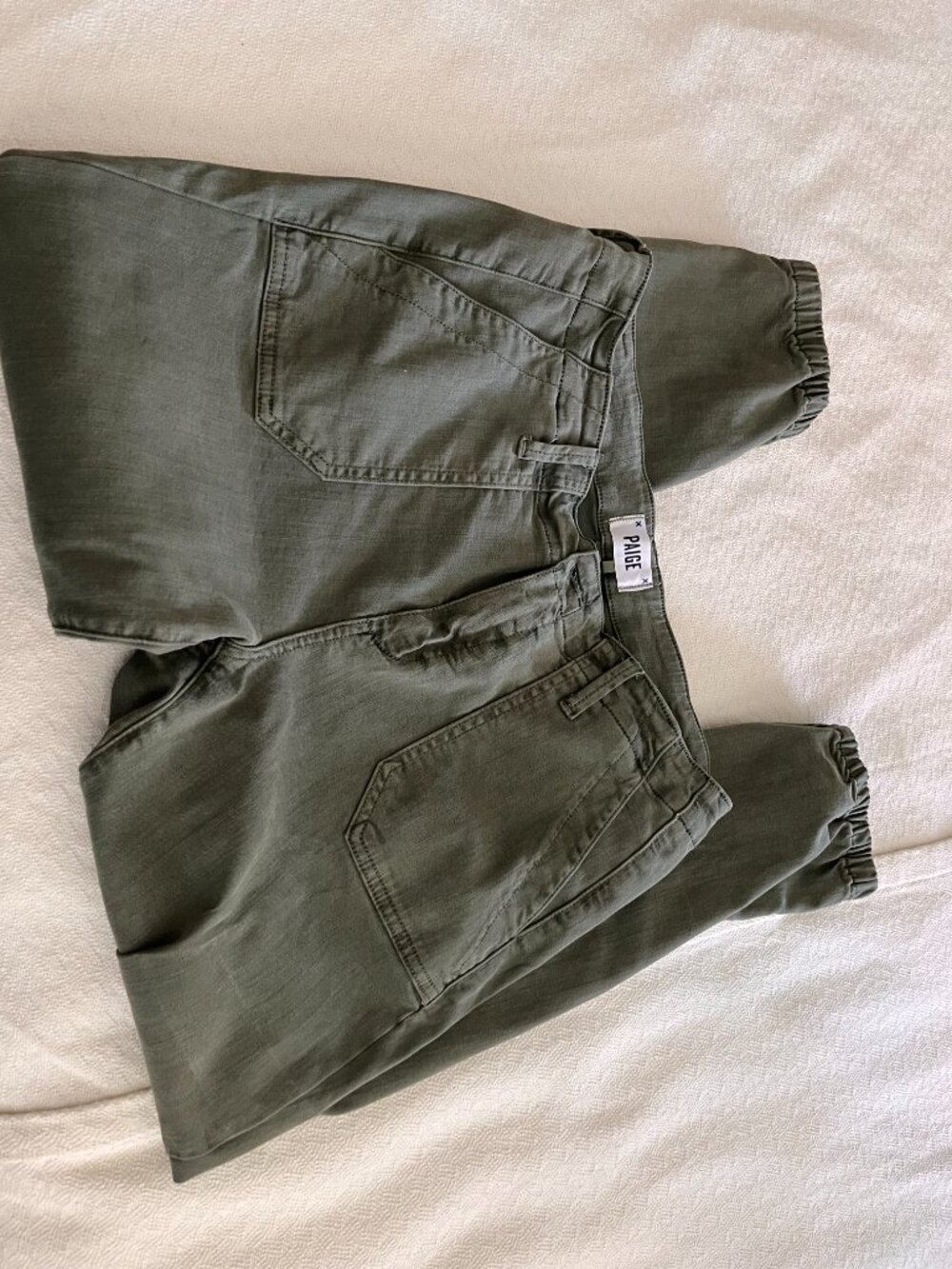 PAIGE Olive Green Utility Jogger Jeans - Cropped Ankle - Size: 30